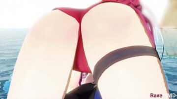 Animatie pirat 3D: acțiune de muie umplută cu cumshot și cowgirl pe plajă!
