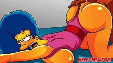 BOOTY MILF uriaș devine obraznic în sala de sport – Parody Simpsons